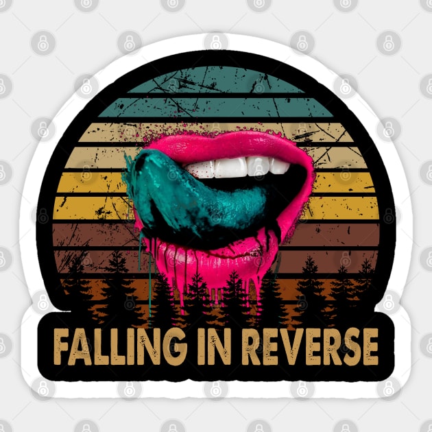 vintage retro falling in reverse songs lipstick gift for fans and lovers Sticker by LolitaGad